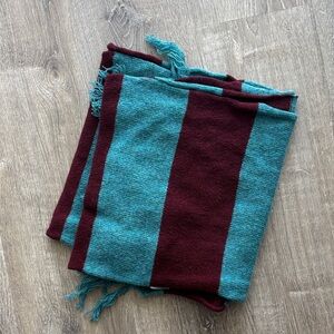 Todd Snyder Burgundy and Teal Striped Scarf
